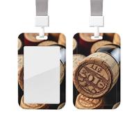 Porta badge scorrevole con cordino porta carte d'identità verticale tappo per bottiglia di vino con custodia protettiva in plastica vintage con finestra trasparente per carte d'identità per infermiere
