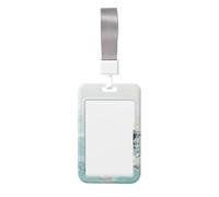 Porta badge scorrevole con donna astratta che nuota nel mare, in plastica dura, per infermieri e ufficio