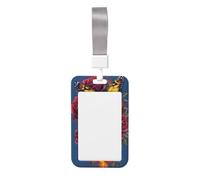 Porta badge scorrevole con farfalla e teschio con rose, in plastica rigida, per infermieri e ufficio