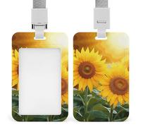 Porta badge scorrevole con fiori di girasole, porta badge verticale per cordino, impermeabile, porta targhette con nome, per dottore, insegnante, infermiera