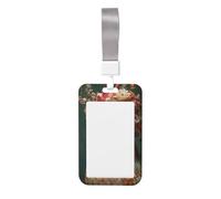 Porta badge scorrevole con gallo che indossa il cofano con fiori, in plastica dura, per biglietti di lavoro, per infermieri e ufficio