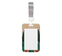 Porta badge scorrevole con gatto seduto su una terrazza greca, in plastica dura, per infermieri e ufficio