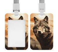 Porta badge scorrevole con lupo al sole, porta badge verticale per cordino, impermeabile, porta targhette con nome, custodia per dottore, insegnante, infermiera