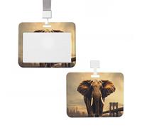 Porta badge scorrevole con porta badge verticale in plastica impermeabile con elefante su un ponte, custodia protettiva per nome, targhetta identificativa, per lavoro, ufficio, dottore, infermiere