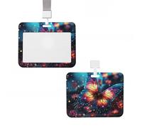 Porta badge scorrevole con porta badge verticale in plastica impermeabile con farfalla nella Via Lattea Custodia protettiva per badge per nome, targhetta identificativa per lavoro, ufficio, dottore