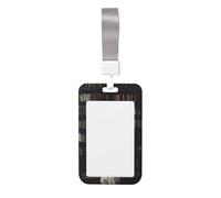 Porta badge scorrevole con scritta "Woman in Front of Bookshelf", in plastica dura, per infermieri e ufficio