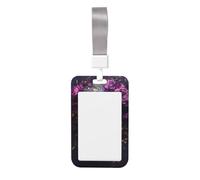 Porta badge scorrevole con teschio gotico con rose viola, in plastica rigida, per infermieri e ufficio