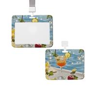 Porta badge scorrevole impermeabile ID Tag Beach Cocktail Work Badge Sleeve verticale in plastica custodia protettiva con cordini carino porta carte per infermiere insegnante