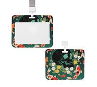 Porta badge scorrevole impermeabile ID Tag Koi Fish Skull Work Badge Sleeve verticale in plastica custodia protettiva con cordini carino porta carte per infermiere insegnante