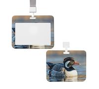 Porta badge scorrevole impermeabile ID Tag Loon Nature Birds Work Badge Sleeve verticale in plastica custodia protettiva con cordini carino porta carte per infermiere insegnante