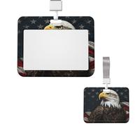 Porta badge scorrevole in plastica orizzontale per ufficio, aquila calva americana, porta badge, custodia protettiva per carta d'identità di lavoro, per patenti di guida, infermiere, pass