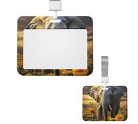 Porta badge scorrevole in plastica orizzontale per ufficio elefante con girasole porta badge protezione per carta d'identità di lavoro per patenti di guida infermiere pass
