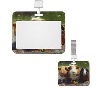 Porta badge scorrevole in plastica orizzontale per ufficio porcellini d'India divertenti porta badge porta carte di credito per carta d'identità di lavoro per patenti di guida infermiere pass