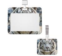Porta badge scorrevole in plastica orizzontale per ufficio Tigre bianca porta badge porta carte di credito per carta d'identità di lavoro per patenti di guida infermiere pass