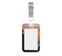Porta badge scorrevole in plastica rigida con drago sulla scogliera e tramonto, per infermieri e ufficio