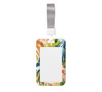 Porta badge scorrevole in plastica rigida con foglie di Monstera, motivo astratto, per infermieri e ufficio