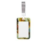 Porta badge scorrevole in plastica rigida con gatto nero che salta sulla parte superiore dei girasoli per infermieri ufficio