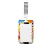 Porta badge scorrevole in plastica rigida con graffiti e bestiame delle Highland, per infermieri e ufficio