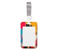 Porta badge scorrevole in plastica rigida con graffiti e scritta "Loving Young Coule", per infermieri e ufficio