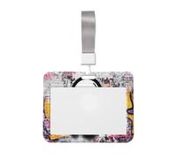 Porta badge scorrevole in plastica rigida con graffiti, fantasma, street art, per infermieri e ufficio