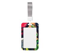 Porta badge scorrevole in plastica rigida con immagine di una giovane donna con scena musicale, per infermieri e ufficio