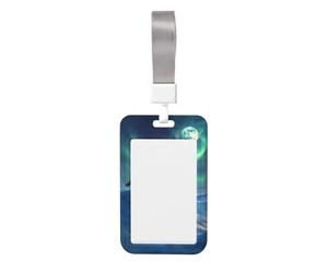 Porta badge scorrevole in plastica rigida con lupo che ulula nella notte, per infermieri e ufficio