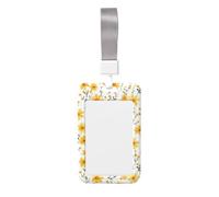 Porta badge scorrevole in plastica rigida con margherite e fiori di campo ad acquerello, per infermieri e ufficio