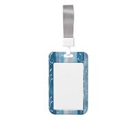 Porta badge scorrevole in plastica rigida con motivo a righe ad acquerello con viti argentate, per infermieri e ufficio