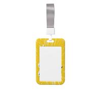 Porta badge scorrevole in plastica rigida con scritta "Happy Summer su sfondo giallo, per infermieri, ufficio