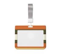 Porta badge scorrevole in plastica rigida con strisce orizzontali in stile retrò arancione, per infermieri e ufficio