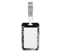 Porta badge scorrevole in plastica rigida, motivo leopardo delle nevi, per infermieri e ufficio, colore: bianco e nero