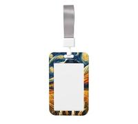 Porta badge scorrevole in plastica rigida, motivo: Shepard australiano con stelle vorticose, per infermieri e ufficio