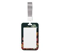 Porta badge scorrevole in plastica rigida per documenti di identità con piante in vaso verde smeraldo scuro, per infermieri e ufficio