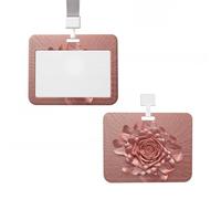Porta badge scorrevole in plastica verticale color oro rosa per carta da parati, carta da parati, porta carte d'identità, con finestra trasparente, carta di credito, per ufficio, lavoro, infermiere
