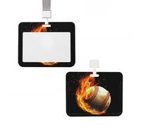 Porta badge scorrevole in plastica verticale per carte d'identità bruciando immagini di tennis, porta carte d'identità con finestra trasparente per carta d'identità per ufficio, lavoro, infermiere