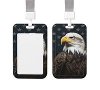 Porta badge scorrevole in plastica verticale per ufficio, aquila calva americana, porta badge, custodia protettiva per carte d'identità da lavoro, per patenti di guida infermiere