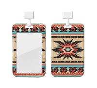 Porta badge scorrevole in plastica verticale per ufficio con motivi nativi americani, custodia protettiva per carte di identità di lavoro, per patenti di guida, infermiere, pass