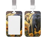 Porta badge scorrevole in plastica verticale per ufficio elefante con girasole porta badge protezione per carta d'identità da lavoro per patenti di guida infermiere pass