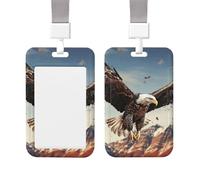 Porta badge scorrevole in plastica verticale per ufficio, un'aquila vola sopra i porta badge, custodia protettiva per carta d'identità da lavoro, per patenti di guida, infermiere, pass
