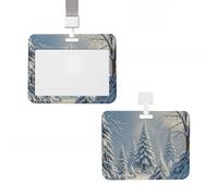 Porta badge scorrevole in plastica verticale porta badge scena neve invernale porta carte d'identità porta carte d'identità con finestra trasparente ID carta di credito per ufficio lavoro infermiere