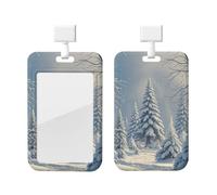 Porta badge scorrevole in plastica verticale porta badge scena neve invernale porta carte d'identità porta carte d'identità con finestra trasparente ID carta di credito per ufficio lavoro infermiere