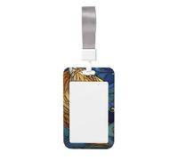 Porta badge scorrevole in vetro colorato, motivo: tigre, in plastica dura, per infermieri e ufficio