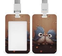Porta badge scorrevole Love Birdie Stripe Porta tessere identificative con cordino Porta tessere Etichetta con nome