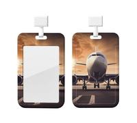 Porta badge scorrevole per badge da ufficio con finestra trasparente per badge aereo custodia protettiva in plastica rigida per patenti di guida pass