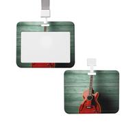 Porta badge scorrevole, porta badge a forma di chitarra con cordino, custodia impermeabile per badge da lavoro pesante, per donne e uomini