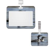 Porta badge scorrevole trasparente verticale porta badge in plastica impermeabile custodia per carte di credito Loon Birds Badge Protector Case Name Tag ID Card Holder per lavoro ufficio medico