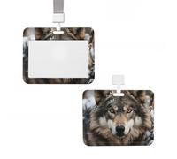Porta badge scorrevole verticale in plastica rigida Lmage of Wolf in the Snow porta badge impermeabile con cordino portachiavi custodia per ufficio, infermiera, dottore, insegnante