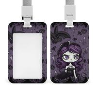 Porta badge spettrale viola nero gotico con cordino staccabile, impermeabile, protezione verticale per carte d'identità, porta badge per infermiere, insegnanti, ufficio, donne e uomini