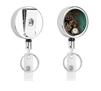 Porta badge Steampunk, portachiavi e catene, con bobina retrattile, clip per badge in acciaio inox, resistente, per lavoro, infermieri, insegnanti e sicurezza