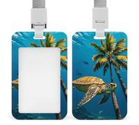 Porta badge subacqueo con palme e tartarughe marine, porta badge con cordino staccabile, design impermeabile per ufficio, posto di lavoro